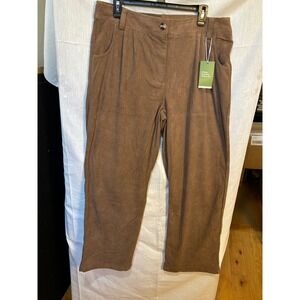 Halara Corduroy Pants Women XL Brown High Waisted Wide Leg Pleated Relaxed Fit